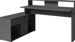 Gaming-Schreibtisch Vortex - 229x60x95cm - mit LED-Beleuchtung - dunkelgrau