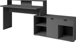 Gaming-Schreibtisch Vortex - 229x60x95cm - mit LED-Beleuchtung - dunkelgrau