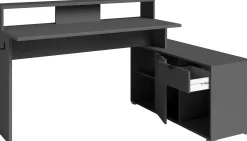 Gaming-Schreibtisch Vortex - 229x60x95cm - mit LED-Beleuchtung - dunkelgrau