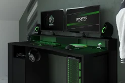 Gaming-Tisch 152cm mit LED-Leiste - schwarz