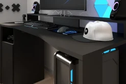 Gaming-Tisch 152cm mit LED-Leiste - schwarz