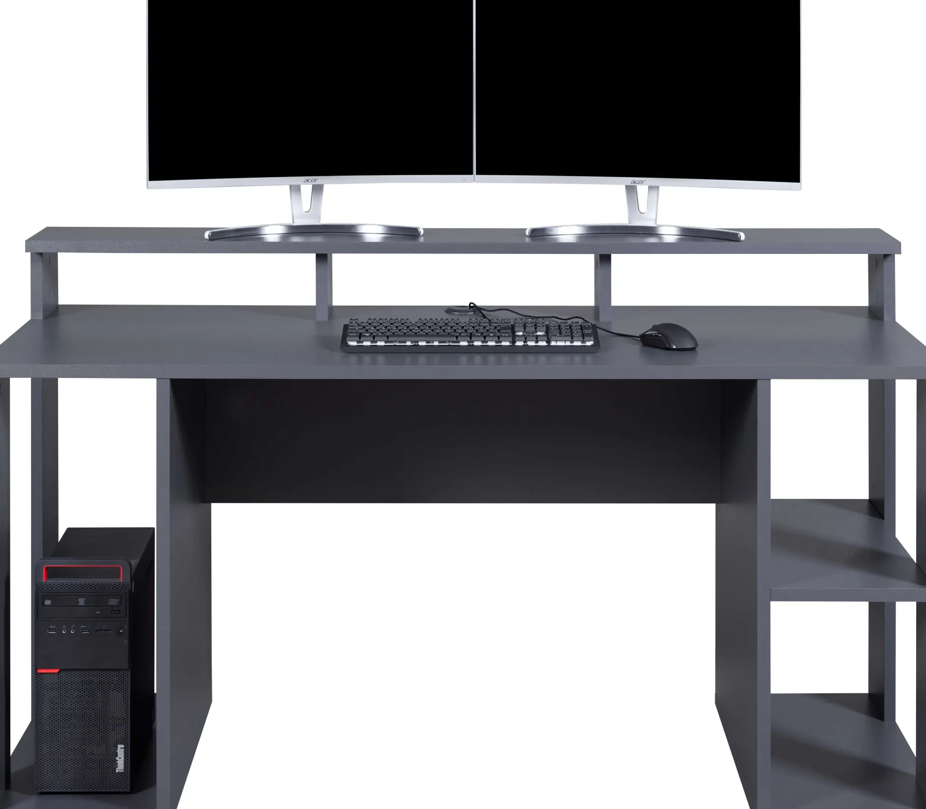Gaming-Tisch Match Point | 160 x 91 x 76,5 cm | Farbe: Anthrazit | Mit Ablagefläche