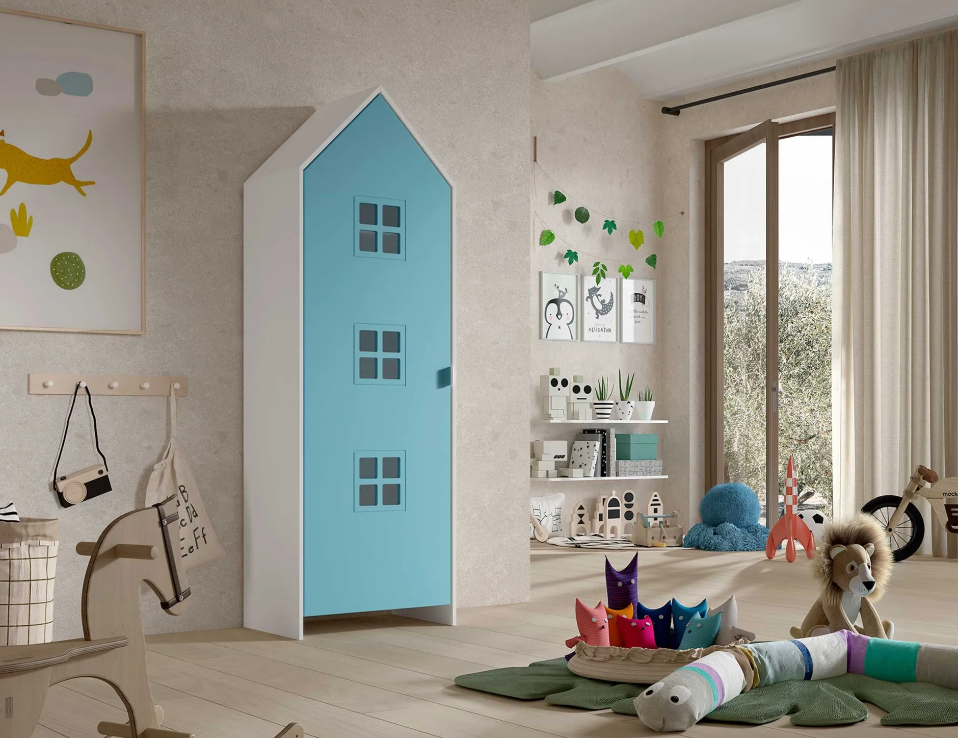 Garderobe Casami Bruges - 58x37x172 cm - Blau