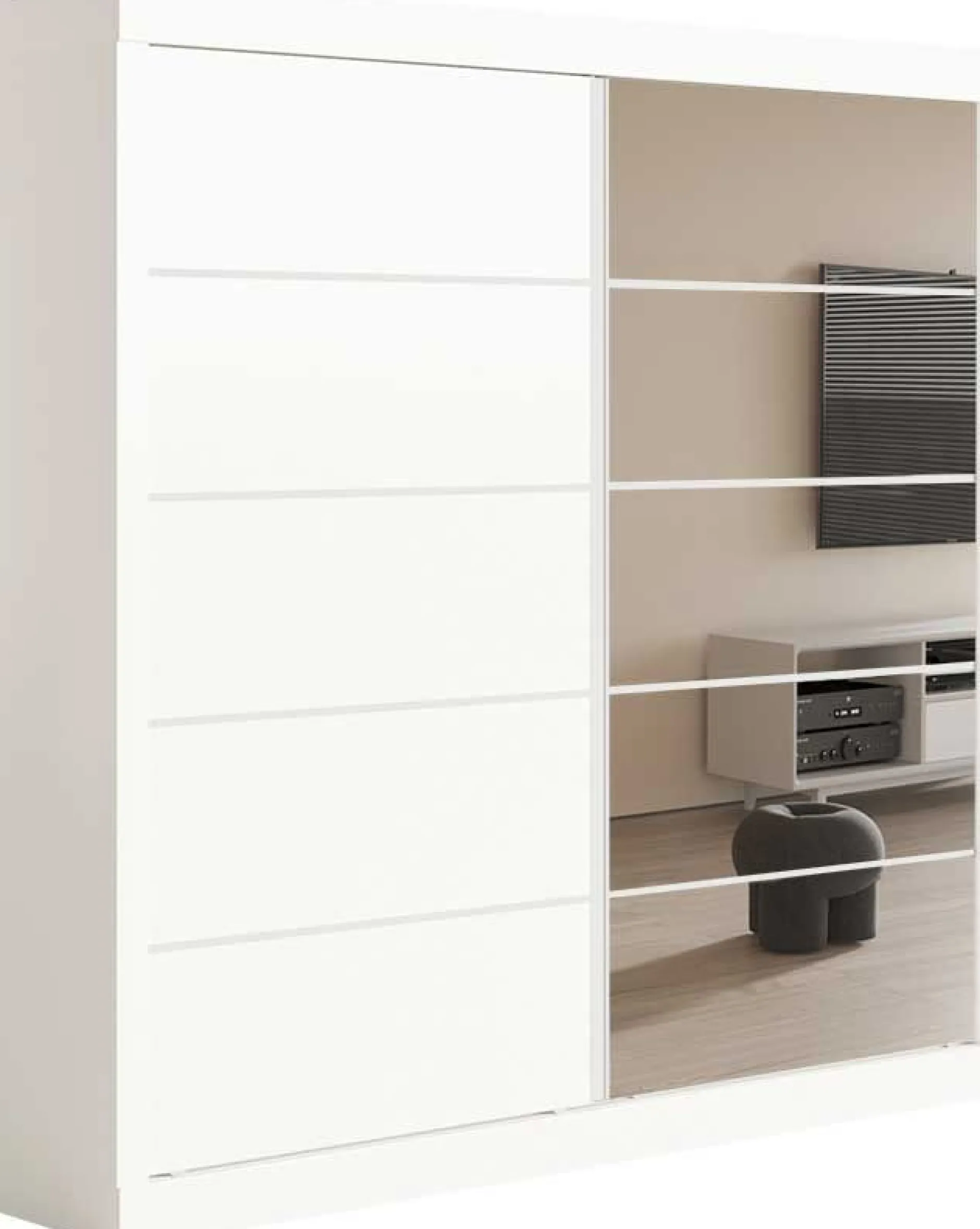 Garderobe Mike | 183 x 53 x 198 cm | Mit Spiegel | Weiß