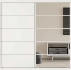 Garderobe Mike | 183 x 53 x 198 cm | Mit Spiegel | Weiß