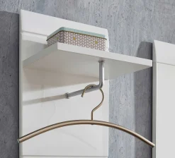 Garderobenset Allan | Schuhschrank, Dielenbank, Wandspiegel, Wandpaneel, Garderobe | Weiß