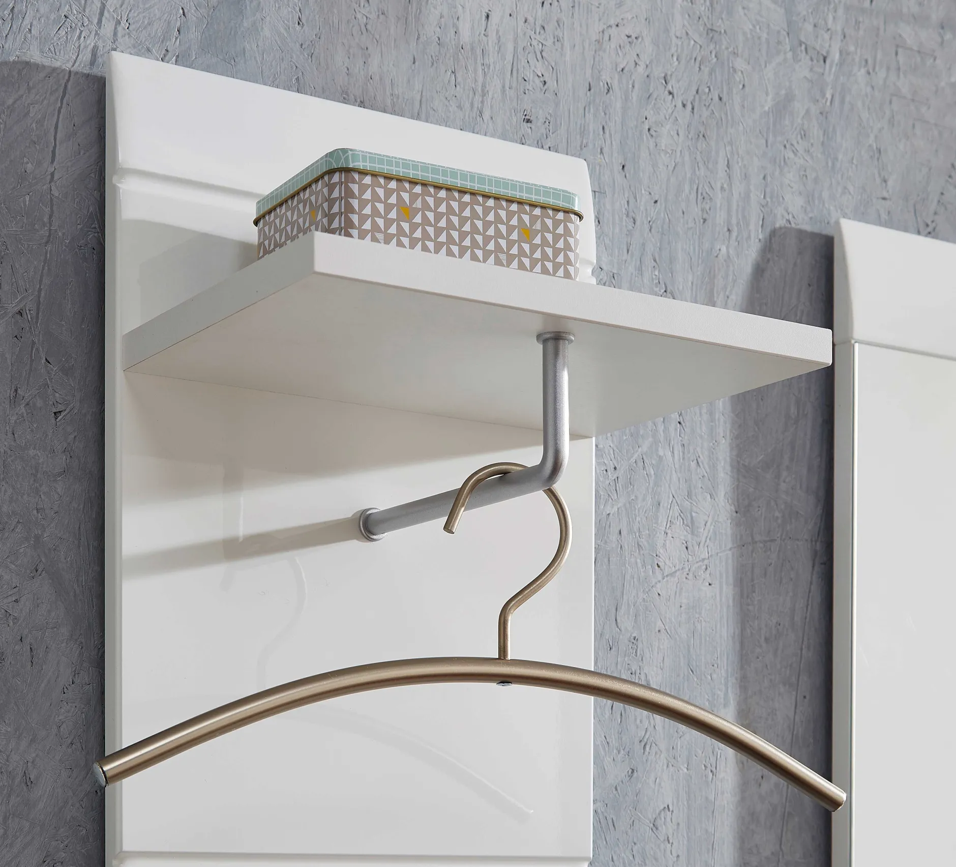 Garderobenset Allan | Schuhschrank, Dielenbank, Wandspiegel, Wandpaneel, Garderobe | Weiß