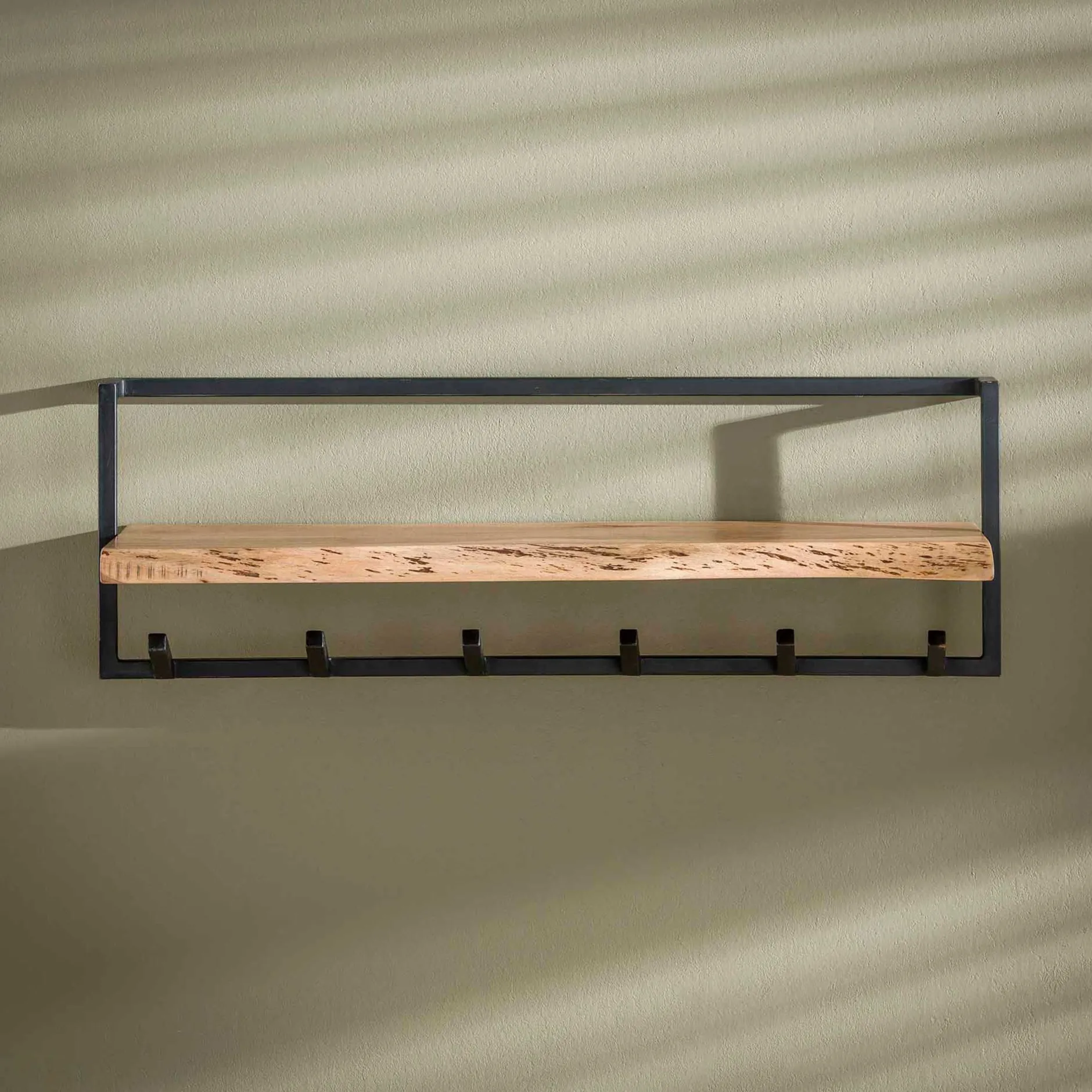Garderobenständer Edge 6 Haken mit Hutablage - Akazie