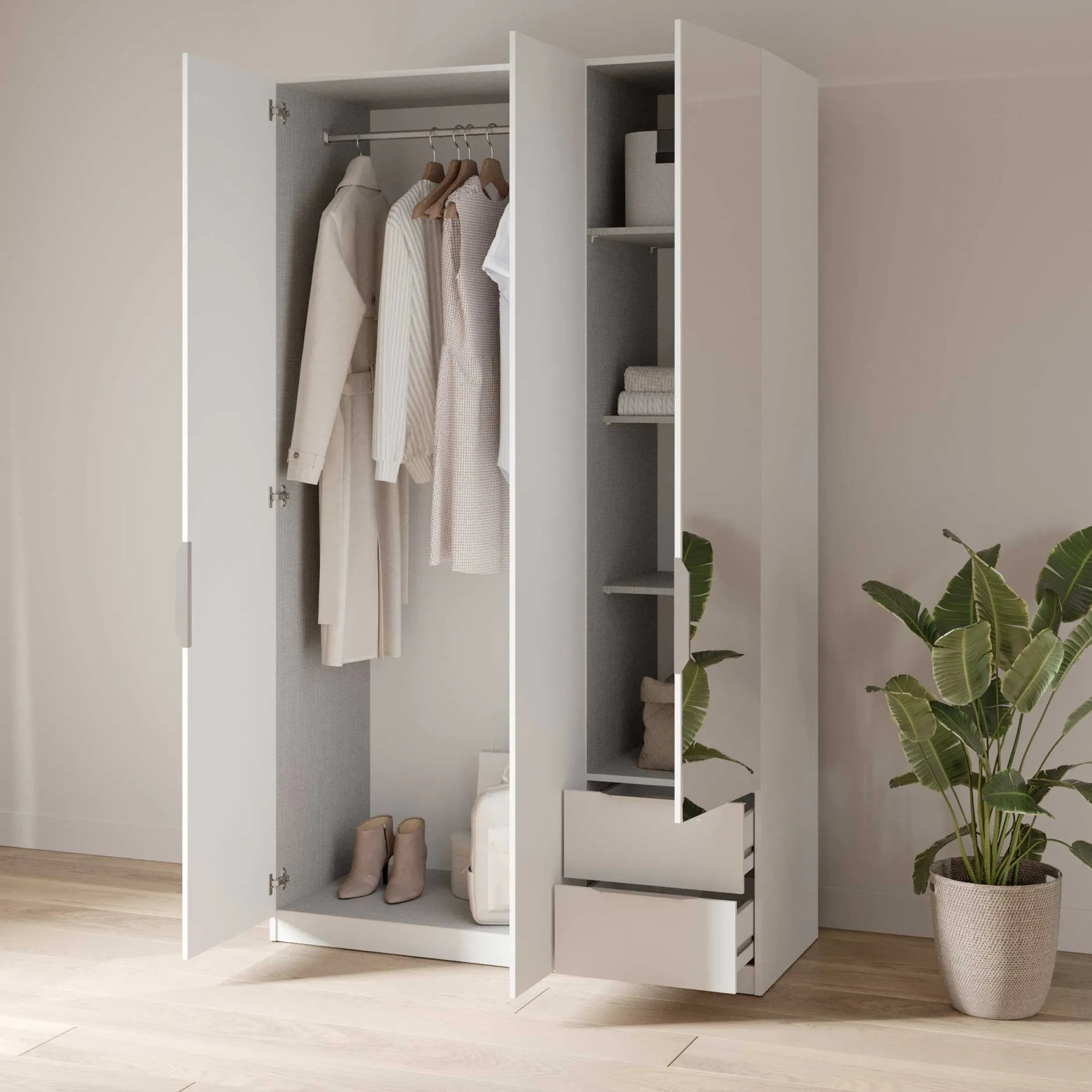 Garderobe Spectre 120cm mit Spiegel - matt weiß