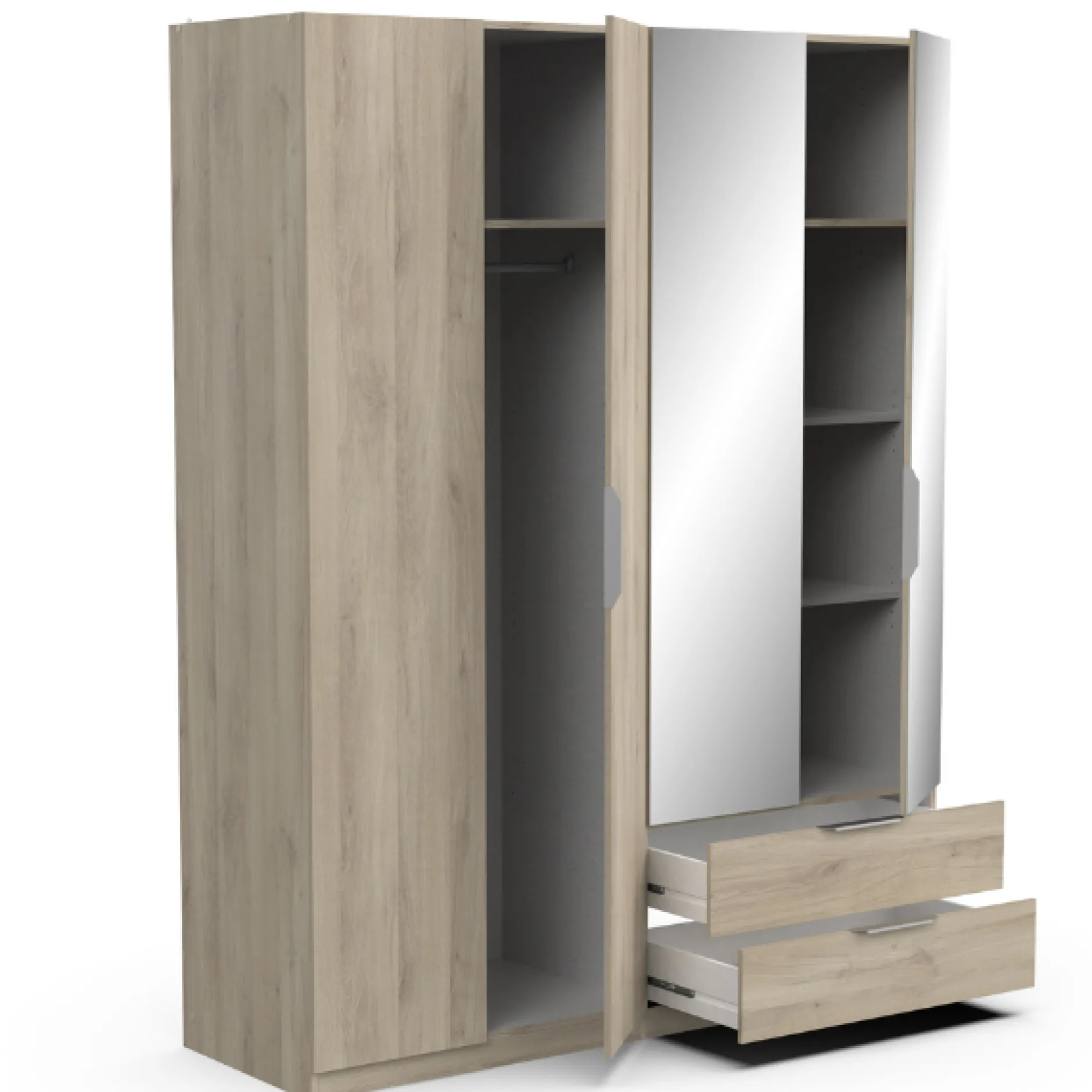 Garderobe Spectre 157cm mit Spiegel - Eiche