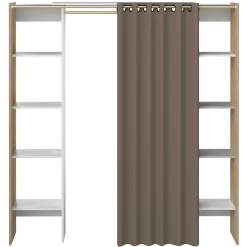Garderobe Spike 112/185cm mit Vorhang - Eiche/Taupe