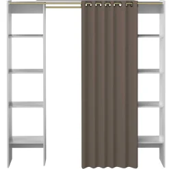 Garderobe Spike 112/185cm mit Vorhang - weiß/taupe