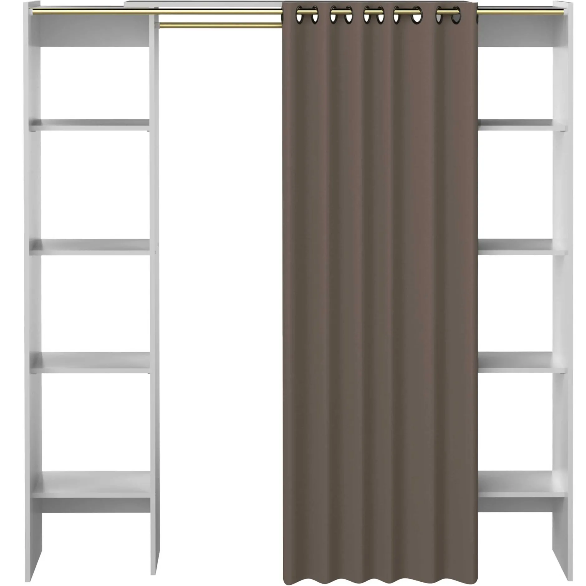 Garderobe Spike 112/185cm mit Vorhang - weiß/taupe