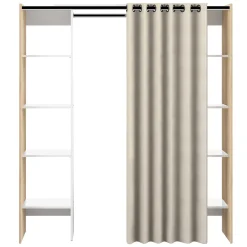 Garderobe Spike 112/185cm mit Vorhang - Eiche/Ecru
