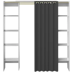 Garderobe Spike 112/185cm mit Vorhang - weiß/grau