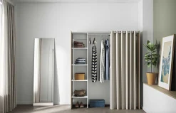 Garderobe Spike 123/160cm mit Vorhang - Eiche/Ecru