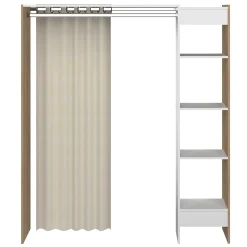 Garderobe Spike 123/160cm mit Vorhang - Eiche/Ecru