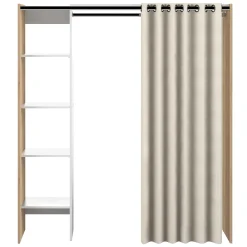 Garderobe Spike 123/160cm mit Vorhang - Eiche/Ecru