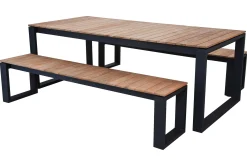 Gartenbank Matisse 195cm Gescova - Aluminium & Teak - Schwarz/Braun