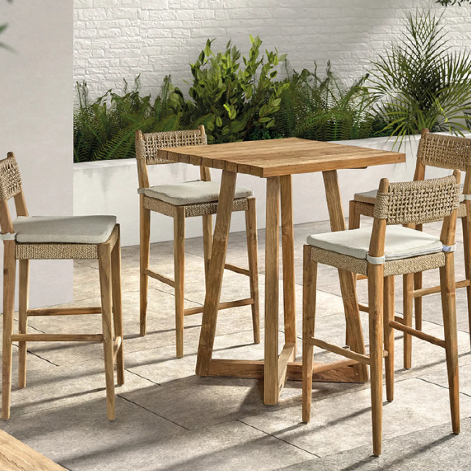 Garten-Bartisch Ella Gescova - recyceltes Teakholz - 80x80x107cm Braun