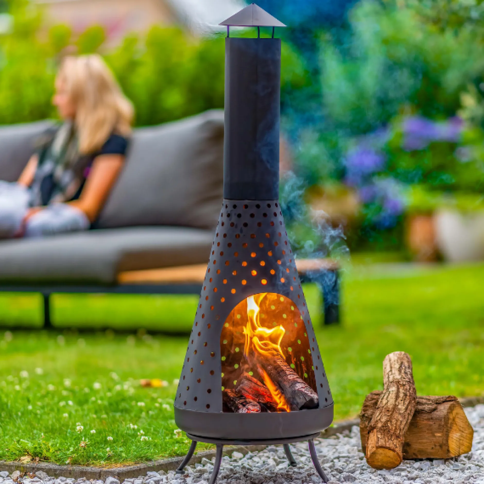 Gartenfeuer Nafi 35x108cm Stahl - schwarz