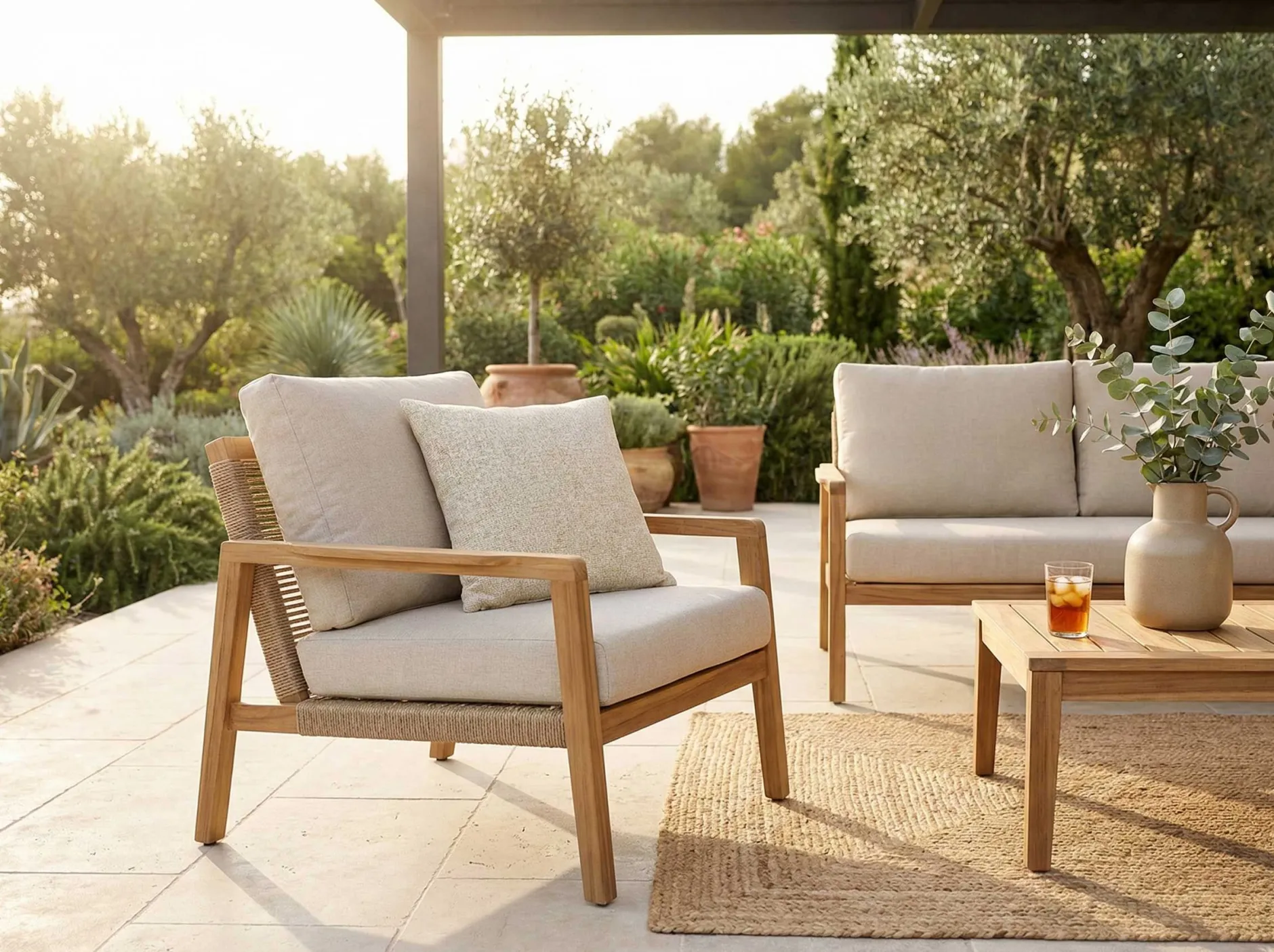 Gartenkissen Catania Gescova - Hellgelb - 45x45x15 cm - Stoff