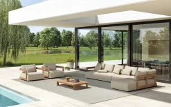 Garten-Lounge-Set Evanilson Gescova – Teakholz & Textilene – Beige