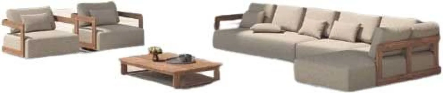 Garten-Lounge-Set Evanilson Gescova – Teakholz & Textilene – Beige