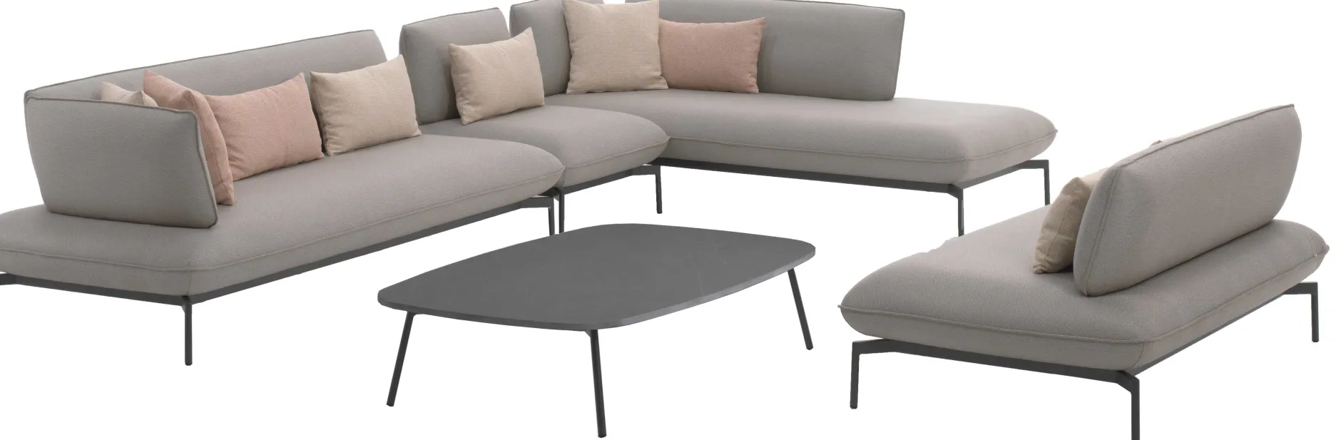 Garten-Lounge-Set Todo Gescova - Hellgrau - Textileen