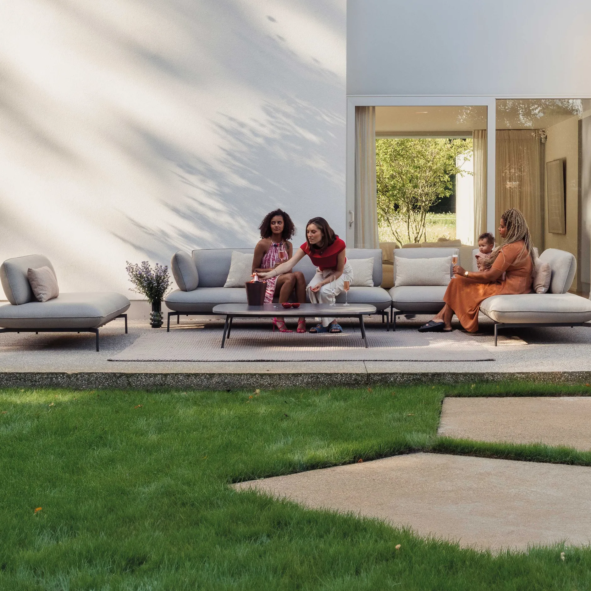 Garten-Lounge-Set Todo Gescova - Hellgrau - Textileen