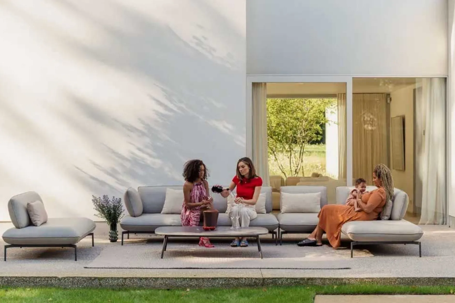 Garten-Lounge-Set Todo Gescova - Hellgrau - Textileen