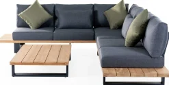Garten-Lounge-Set Valdez Gescova - Aluminium und Texlene - 2 Sofas & Couchtisch - Anthrazit