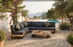 Garten-Lounge-Set Valdez Gescova - Aluminium und Texlene - 2 Sofas & Couchtisch - Anthrazit