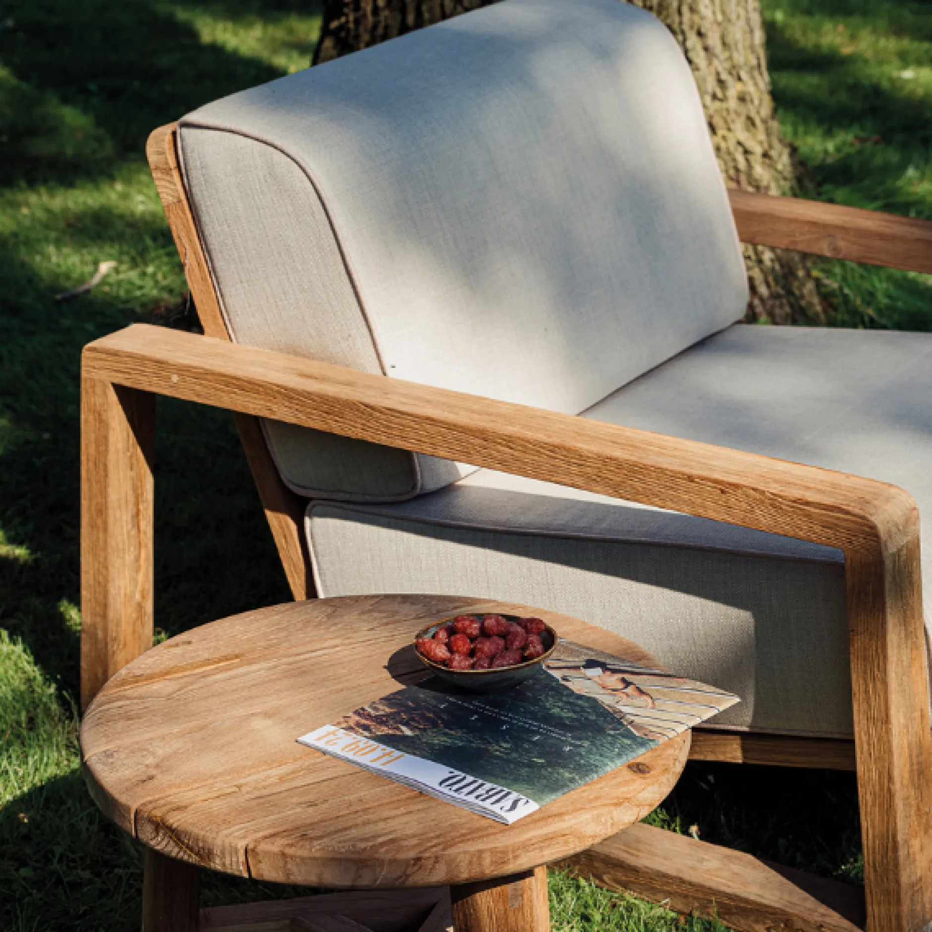 Garten-Sessel London Gescova - Teakholz & Sunbrella - 82x98x68cm - Beige Braun