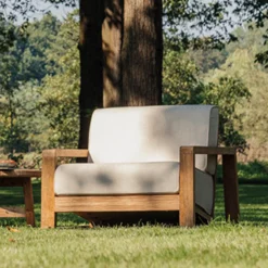 Garten-Sessel London Gescova - Teakholz & Sunbrella - 82x98x68cm - Beige Braun