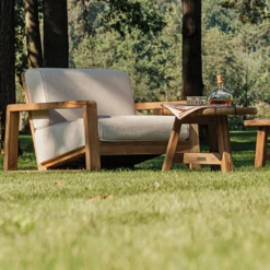 Garten-Sessel London Gescova - Teakholz & Sunbrella - 82x98x68cm - Beige Braun