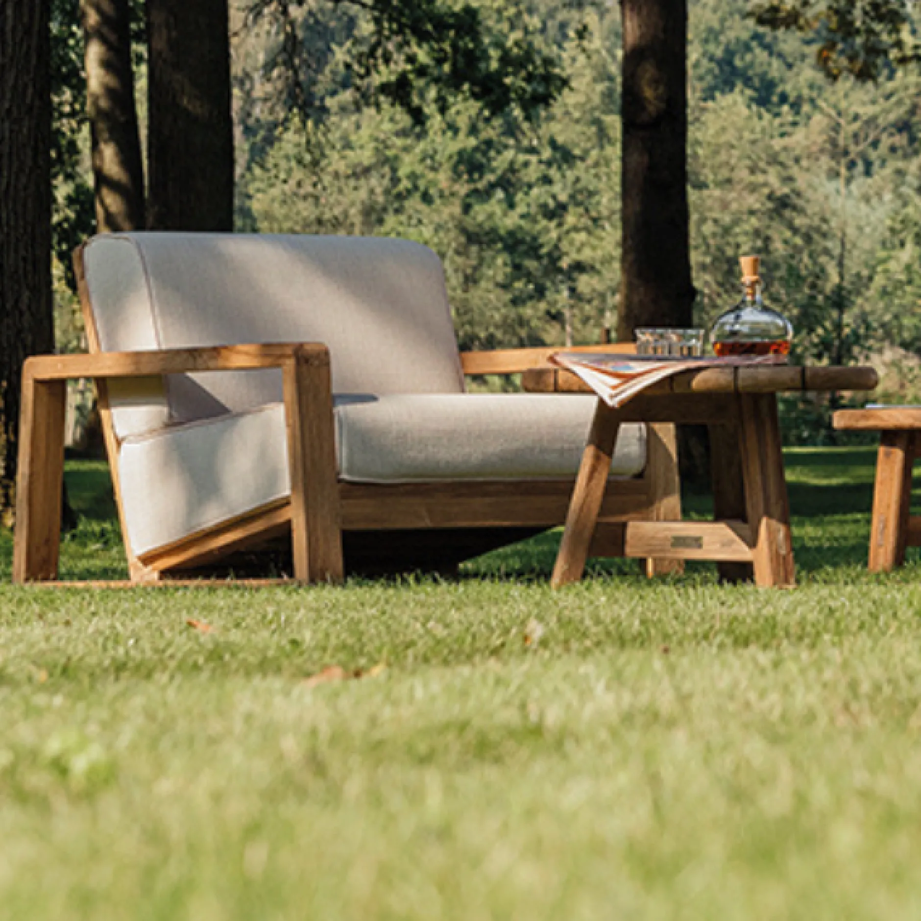 Garten-Sessel London Gescova - Teakholz & Sunbrella - 82x98x68cm - Beige Braun