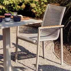 Gartenstuhl Arriba Gescova - Beige Aluminium mit Teak - 55x60x87cm