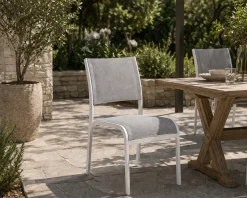 Gartenstuhl Azur Gescova - Aluminium Weiß - 60x58x85 cm - Grau/Weiß