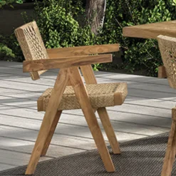 Gartenstuhl Derry Gescova - recyceltes Teakholz & Wicker - 53x62x80cm - Braun