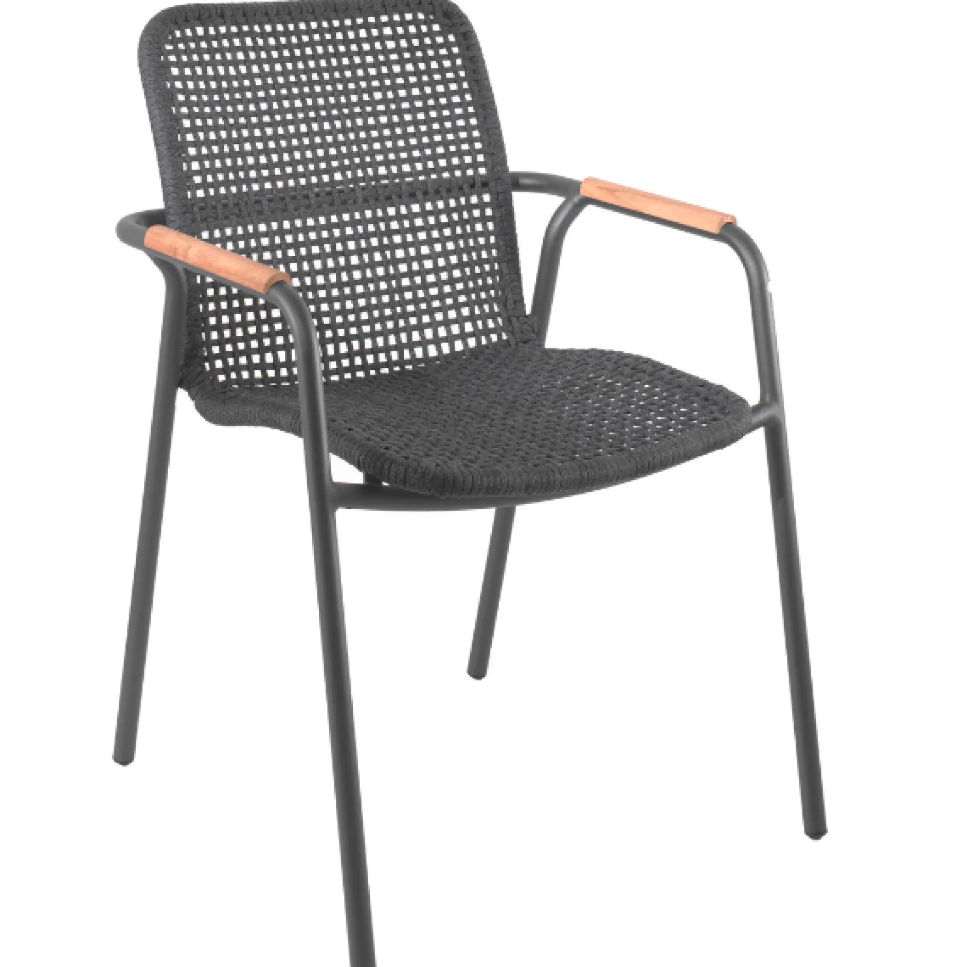 Gartenstuhl Dina Gescova - stapelbar - Aluminium / Teak - Schwarz