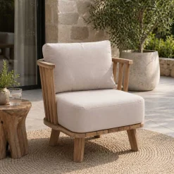 Gartenstuhl Fez Gescova - Teakholz mit Heritage Papyrus Kissen - Beige