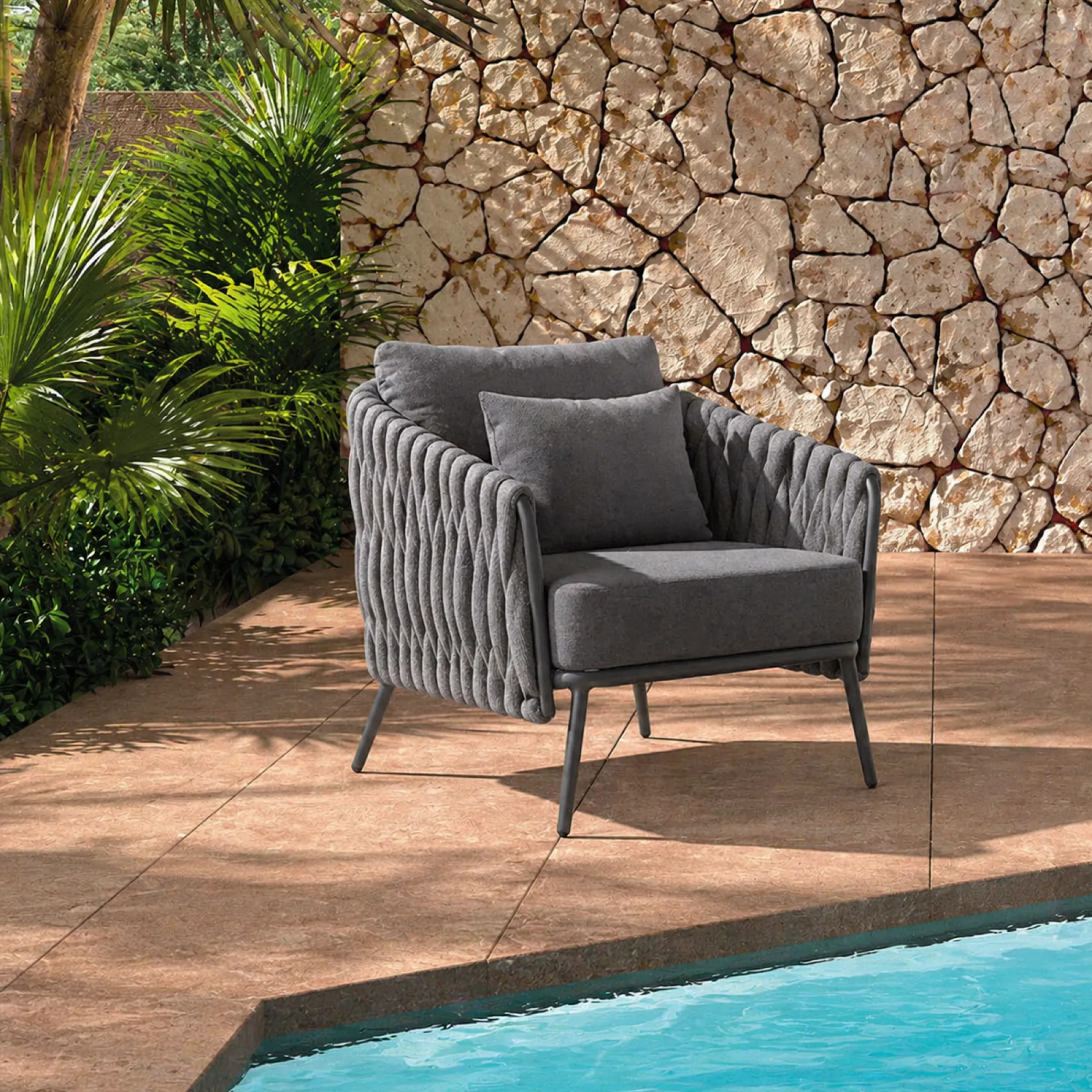 Gartenstuhl Gabon gescova - Aluminium, Olefin, 61x57x86cm - Anthrazit