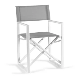 Gartenstuhl Hollywood Gescova - Aluminium weiß matt, Textilene hellgrau