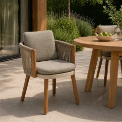 Gartenstuhl Mendoza Gescova - Teakholz & Olefin - 59x55x72cm - Beige
