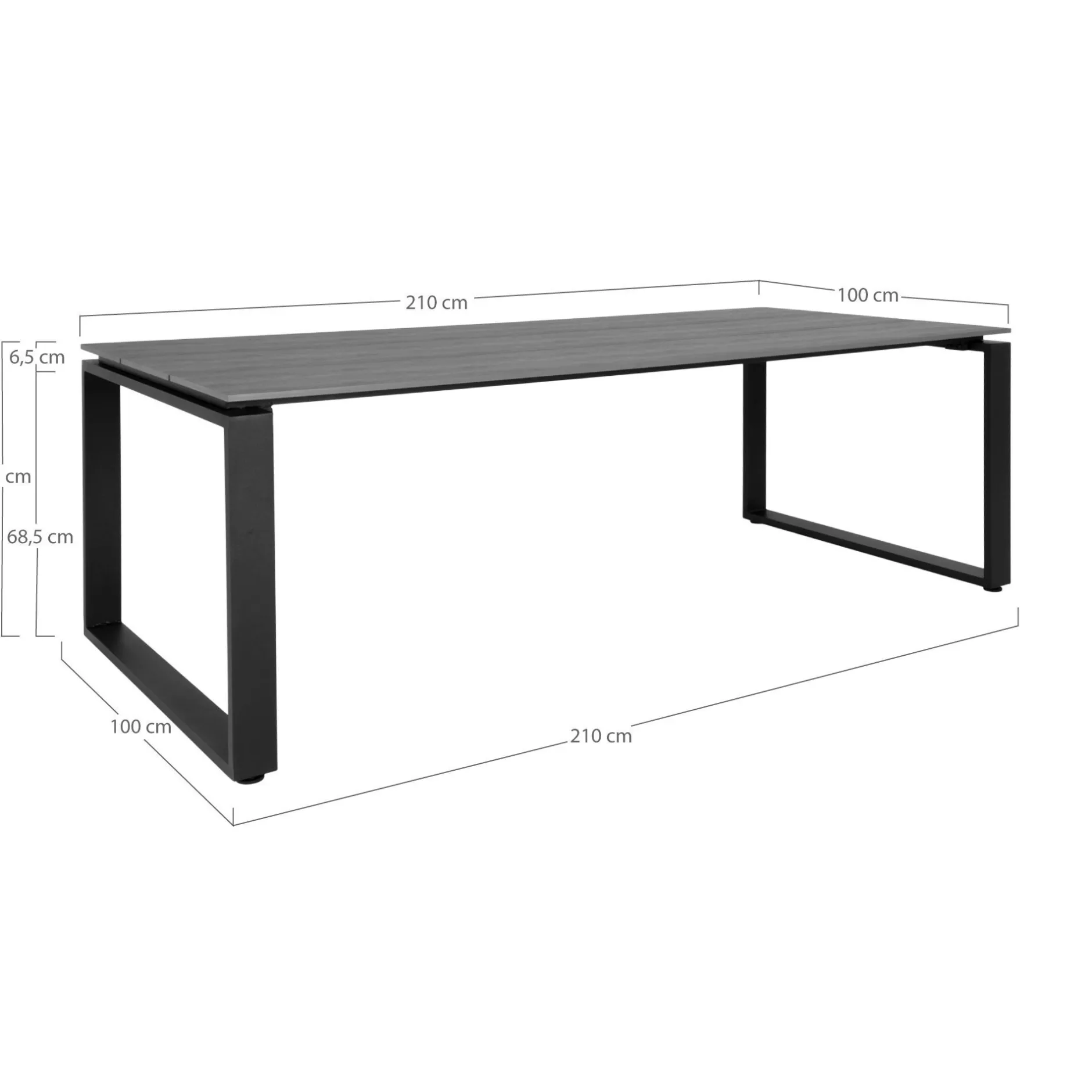 Gartentisch Denver - 210x100x75 cm - grau/schwarz