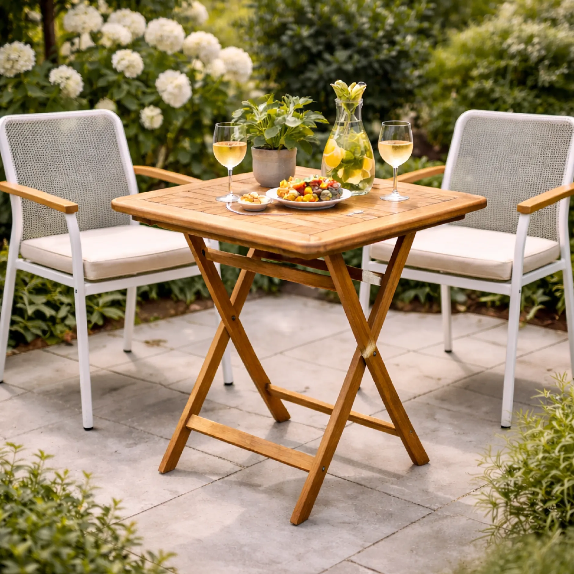 Gartentisch Dorset gescova - klappbar - 70x70x75 cm - Teakholz braun