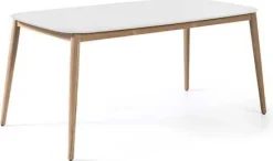 Gartentisch Helsinki Gescova - Duranite Platte, Teak Beine - 213x100 cm - Weiß