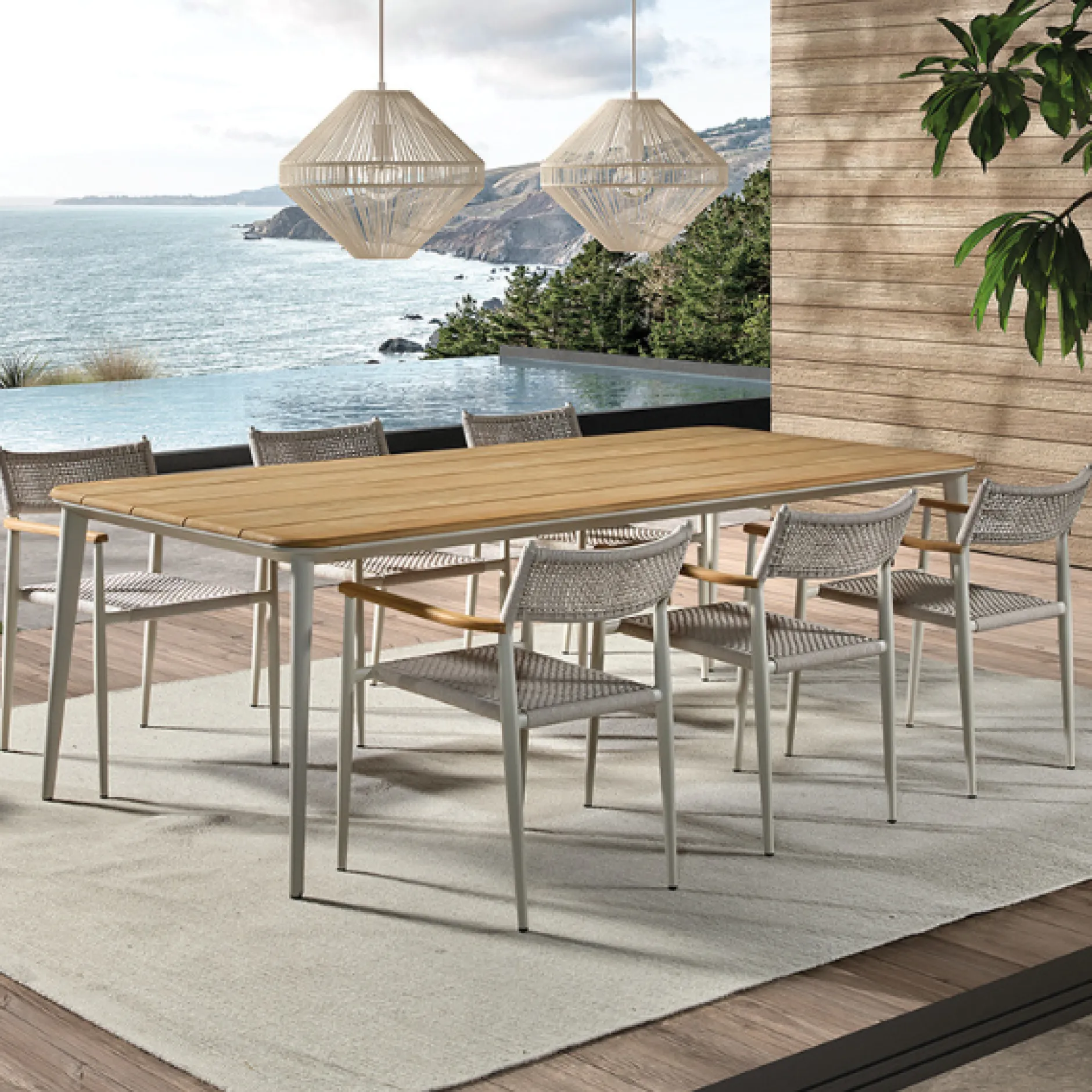 Gartentisch Jack 240x100x76cm Gescova - Teakholz & Aluminium - Braun/Grau