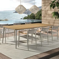 Gartentisch Jack 240x100x76cm Gescova - Teakholz & Aluminium - Braun/Grau